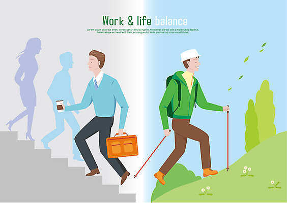 전신 나무 남자 서류가방 일러스트 배낭 휴식 사람모양 사람 정장 성인 두명 계단 등산 작업 직장인 균형 등산복 즐거움 오르기 등산스틱 테이크아웃컵 워라밸 국내일러스트 AI파일 모양 식물 직업 옷 감정 컨셉 가방 모션 컵 트래킹 등산용품 신조어 파일형식 벡터