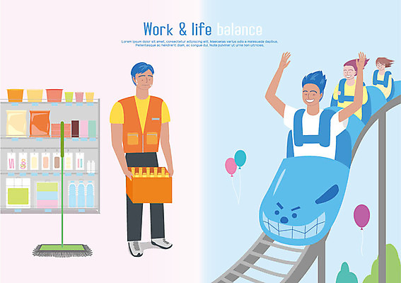 전신 여자 남자 일러스트 휴식 미소 사람 여러명 상반신 성인 놀이공원 짐 작업 놀이기구 균형 청소 즐거움 진열장 마트 풍선 대걸레 주유소점원 힘듦 워라밸 국내일러스트 AI파일 감정 다수 컨셉 표정 상점 테마파크 청소도구 직원 신조어 파일형식 벡터