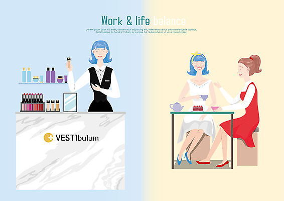 전신 여자 유니폼 일러스트 티타임 휴식 사람 성인 세명 친구 판매 화장품 카페 거울 작업 조각케이크 균형 종업원 즐거움 힐링 백화점 수다 힘듦 워라밸 국내일러스트 AI파일 직업 옷 감정 컨셉 관계 대화 뷰티 케이크 상점 신조어 파일형식 벡터