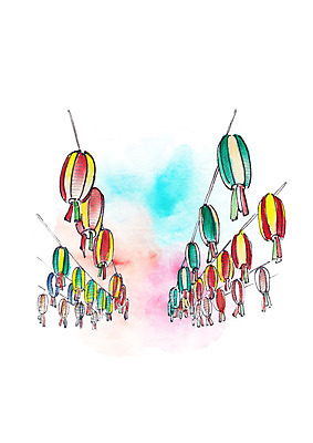 PSD 불교 일러스트 사람없음 부처님오신날 번짐 등불축제 국내일러스트 기념일 종교 축제 파일형식 효과