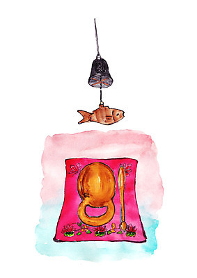 PSD 불교 일러스트 방석 사람없음 부처님오신날 종 목탁 물고기모양 풍경종 국내일러스트 문양 기념일 종교 불교용품 파일형식