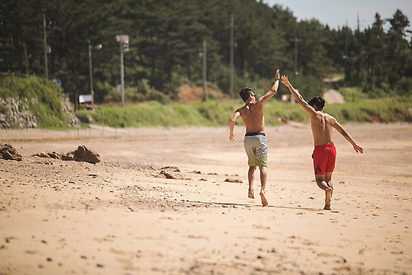 포토 JPG 주간 전신 나무 남자 수영복 사람 20대 야외 두명 뒷모습 여름 30대 친구 모래사장 달리기 손들기 한국인 숲 태안 성인남자만 국내포토 자연요소 식물 옷 계절 바다 뷰포인트 관계 모션 동양인 청년 장년 충청남도 남자만 성인만 파일형식