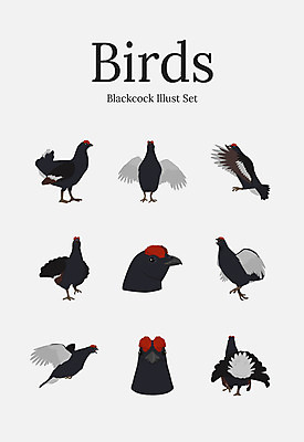 동물 여러마리 일러스트 조류 사람없음 세트 닭 국내일러스트 AI파일 다수 파일형식 벡터