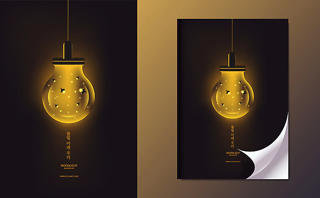 표지 포스터 백그라운드 여러마리 일러스트 전구 전등 사람없음 빛 반딧불이 목업 국내일러스트 AI파일 다수 곤충 조명 파일형식 벡터