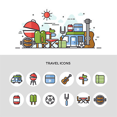 아이콘 여행 축구공 아이스크림 사람없음 세트 기타 표지판 소시지 꼬챙이 바비큐 돗자리 콜라 캠핑카 아이스박스 바베큐그릴 야외테이블 2D아이콘 AI파일 음식 공 축구용품 자동차 탁자 주방용품 현악기 디저트 알림판 가공식품 그릴 탄산음료 파일형식 벡터