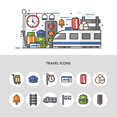 아이콘 모자 시계 여행 가방 손잡이 사람없음 세트 계란 카트 기찻길 기차 짐 종 신호등 콜라 기관사 기차표 2D아이콘 AI파일 직업 잡화 육상교통 대중교통 알 티켓 탄산음료 파일형식 벡터