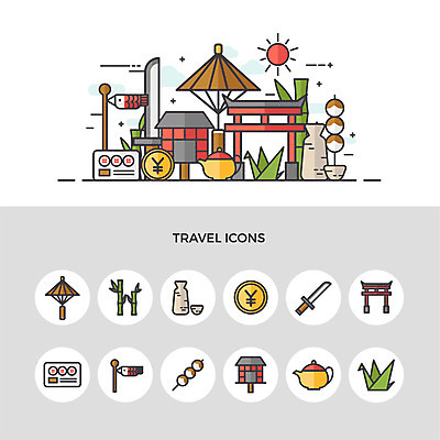 아이콘 여행 주전자 주류 사람없음 세트 일본 동전 초밥 깃발 칼 엔 대나무 종이학 잉어 당고 신사_일본건축 2D아이콘 AI파일 나무 아시아 음료 돈 주방용품 어류 종이접기 일본건축 일본음식 파일형식 벡터