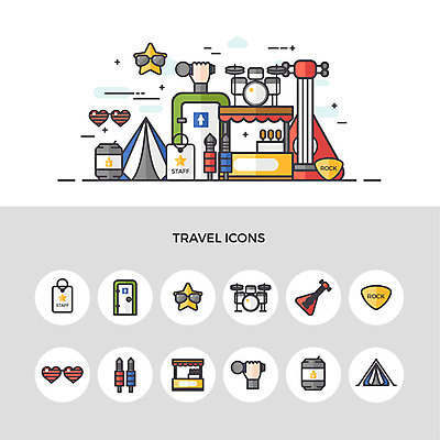 아이콘 여행 텐트 사람없음 세트 선글라스 기타 마이크 화장실 드럼 캔맥주 록 스태프 음악축제 포장마차 2D아이콘 AI파일 안경 음악 음향기기 현악기 타악기 맥주 캠핑도구 식당 축제 캔 로큰롤 파일형식 벡터