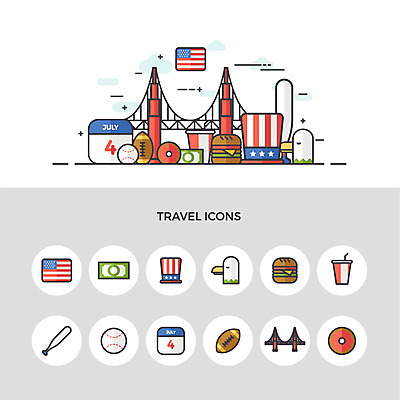아이콘 음료 여행 돈 사람없음 세트 달러 미국 야구방망이 햄버거 도넛 야구공 콜라 독수리 럭비공 금문교 독립기념일 모자가게 2D아이콘 AI파일 기념일 북아메리카 공 조류 디저트 패스트푸드 상점 야구용품 다리_건축물 재산 탄산음료 독립 럭비용품 파일형식 벡터