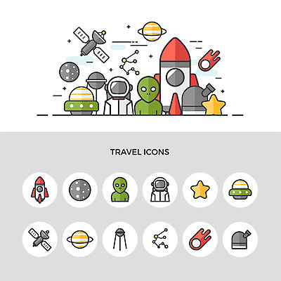 아이콘 별 여행 사람없음 세트 우주 별자리 행성 인공위성 로켓 우주비행사 외계인 우주선 운석 2D아이콘 AI파일 자연요소 통신 미확인물체 파일형식 벡터