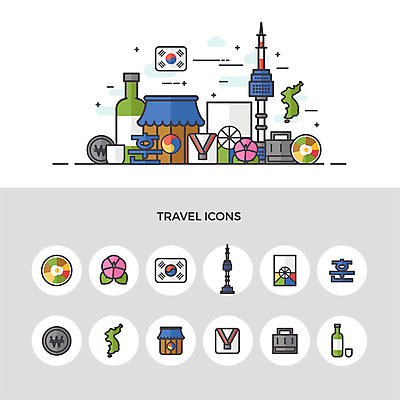 아이콘 한식 여행 한국 한글 사람없음 세트 원화 태극기 연 태권도 비빔밥 무궁화 소주 민속촌 한반도 남산타워 배달통 2D아이콘 AI파일 문자 꽃 아시아 음식 돈 주류 놀이용품 격투기 국기 배송 남산 파일형식 벡터