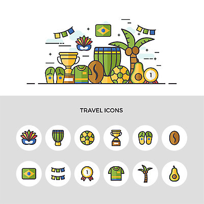 아이콘 여행 유니폼 축구공 슬리퍼 가면 사람없음 세트 야자수 원두 우승 트로피 메달 브라질 아보카도 가랜드 젬베 2D아이콘 AI파일 나무 옷 커피 악기 신발 과일 공 축구용품 최고 남아메리카 상_우승 파티용품 상_상패 파일형식 벡터