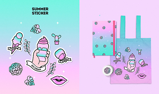 스티커 일러스트 나뭇잎 아이스크림 선인장 사람없음 여름 세트 다이어리 공책 지우개 손모양 패키지 그라데이션 입술모양 다육식물 막대아이스크림 보조가방 에코백 목업 아기자기 키치 국내일러스트 AI파일 모양 식물 계절 컨셉 잎 가방 문구용품 학용품 디저트 사무용품 에코 파일형식 벡터 손_신체부위