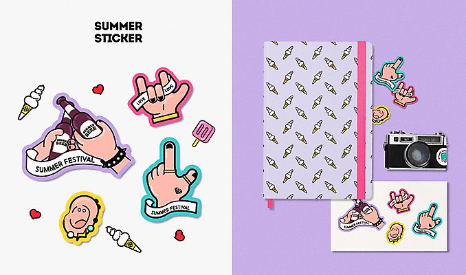스티커 일러스트 아이스크림 사람없음 여름 세트 카메라 다이어리 공책 하트 손모양 맥주병 패키지 막대아이스크림 목업 아기자기 키치 국내일러스트 AI파일 모양 계절 컨셉 술병 문구용품 디저트 맥주 전자제품 사무용품 파일형식 벡터 손_신체부위