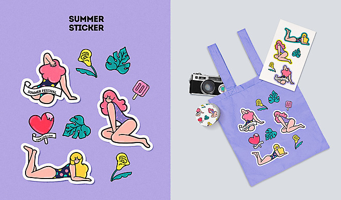 수영복 꽃 스티커 일러스트 나뭇잎 사람없음 여름 세트 카메라 패키지 막대아이스크림 보조가방 뺏지 에코백 목업 아기자기 키치 국내일러스트 AI파일 식물 옷 계절 컨셉 잎 가방 아이스크림 전자제품 에코 파일형식 벡터