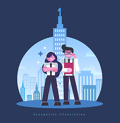 전신 직업 여자 남자 일러스트 넥타이 미소 사람 정장 빌딩 성인 두명 책 팔짱 경쟁 우승 직장인 비즈니스맨 비즈니스우먼 우수사원 국내일러스트 AI파일 잡화 옷 컨셉 비즈니스 모션 표정 건물 최고 파일형식 벡터