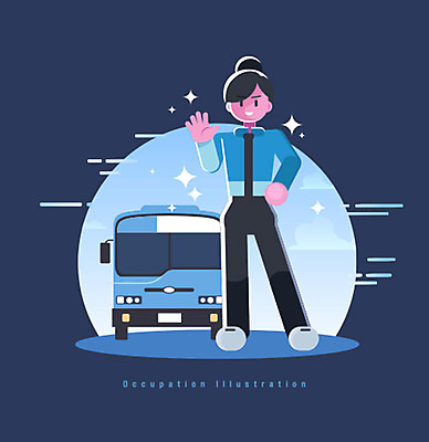 전신 직업 여자 유니폼 일러스트 버스 한명 사람 성인 손들기 버스기사 국내일러스트 AI파일 1 옷 육상교통 모션 대중교통 운전사 파일형식 벡터