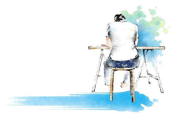 전신 PSD 남자 일러스트 캘리그라피 탁자 한명 사람 앉기 성인 싱글라이프 성인남자한명만 국내일러스트 1 라이프스타일 가구 모션 남자한명만 성인남자만 파일형식