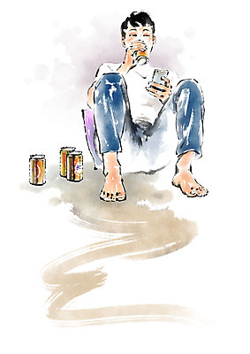 전신 PSD 응시 남자 쿠션 일러스트 캘리그라피 한명 사람 앉기 성인 스마트폰 여러개 마시기 캔맥주 싱글라이프 성인남자한명만 국내일러스트 1 라이프스타일 시선 다수 모션 맥주 핸드폰 스마트기기 캔 남자한명만 성인남자만 파일형식