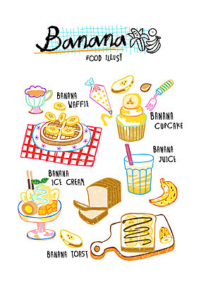 음식 일러스트 바나나 사람없음 컵케이크 식빵 토스트 와플 바나나아이스크림 바나나주스 국내일러스트 AI파일 빵 과일 아이스크림 디저트 케이크 과일주스 파일형식 벡터