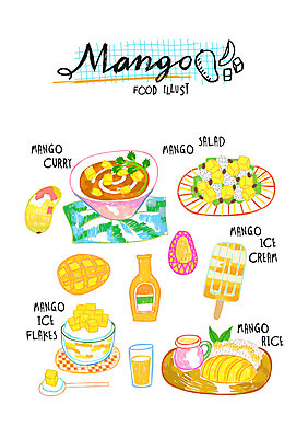 일러스트 아이스크림 여름음식 사람없음 샐러드 망고 카레 망고주스 망고빙수 제철음식 국내일러스트 AI파일 음식 디저트 과일주스 열대과일 빙수 제철 파일형식 벡터 여름_계절