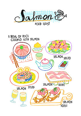 음식 일러스트 사람없음 레몬 덮밥 토스트 연어 연어샐러드 연어스테이크 연어요리 연어초밥 국내일러스트 AI파일 빵 과일 어류 스테이크 초밥 샐러드 파일형식 벡터