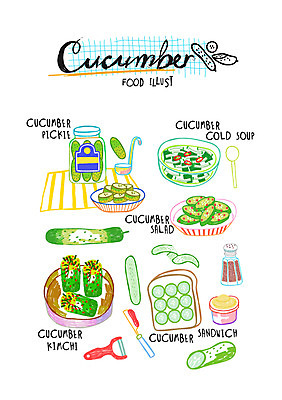 음식 일러스트 오이 샌드위치 사람없음 오이소박이 오이냉채 오이무침 오이피클 국내일러스트 AI파일 채소 김치 피클 무침 냉채 파일형식 벡터