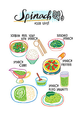 음식 일러스트 밥 스파게티 사람없음 국 시금치 시금치무침 국내일러스트 AI파일 채소 파스타 무침 파일형식 벡터