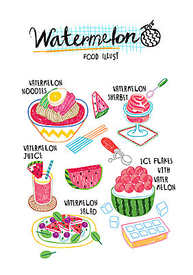 음식 일러스트 여름음식 수박 사람없음 얼음 샐러드 국수 반쪽수박 셔벗 수박조각 수박주스 수박화채 제철음식 제철과일 국내일러스트 AI파일 자연요소 조각 과일 디저트 면류 과일주스 제철 화채 파일형식 벡터 여름_계절