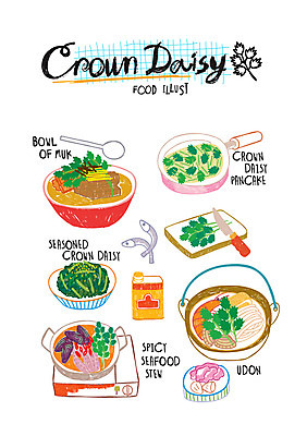 음식 일러스트 사람없음 전 우동 무침 쑥갓 묵밥 참기름 국내일러스트 AI파일 채소 면류 기름_음식 일본음식 파일형식 벡터