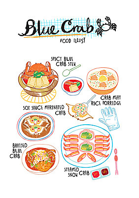 음식 일러스트 사람없음 게 게장 간장게장 게살죽 게요리 게찜 꽃게찜 꽃게탕 국내일러스트 AI파일 한식 갑각류 탕 죽 파일형식 벡터