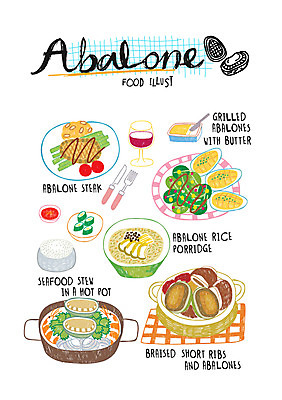 음식 일러스트 스테이크 사람없음 전복 버터 전복구이 전복요리 전복죽 해물찜 국내일러스트 AI파일 어패류 서양음식 구이 찜 죽 파일형식 벡터