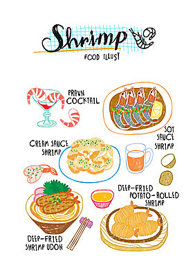 음식 일러스트 젓가락 새우 감자 사람없음 칵테일 왕새우튀김 튀김우동 간장새우 국내일러스트 AI파일 채소 주류 수저 갑각류 우동 새우튀김 파일형식 벡터