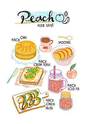 커피 음식 일러스트 유리병 빨대 사람없음 케이크 샐러드 사과 식빵 복숭아 토스트 복숭아잼 복숭아주스 아이스티 국내일러스트 AI파일 음료 빵 과일 병_용기 디저트 과일주스 잼 파일형식 벡터