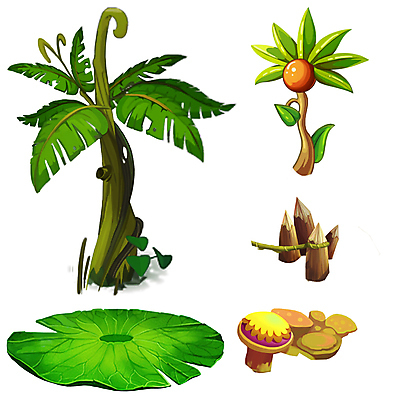 JPG 해외이미지 나무 열매 잎 일러스트 사람없음 판타지 버섯 게임 나무기둥 UI 엘리먼트 인터페이스 해외202004 해외일러스트 식물 상상 놀이 파일형식 이미지허브