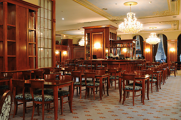 포토 JPG 해외이미지 의자 식탁 책장 선반 사람없음 목재 레스토랑 고급 복고 샹들리에 해외202004 해외포토 나무 가구 컨셉 재료 탁자 조명 식당 파일형식 이미지허브