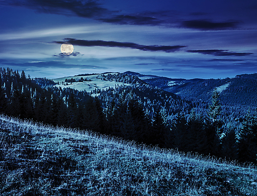 포토 JPG 해외이미지 하늘 산 풍경 사람없음 야외 파란색 보름달 달 야간 언덕 해외202004 해외포토 자연요소 컬러 파일형식 이미지허브