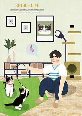 전신 PSD 남자 액자 두마리 일러스트 장난 탁자 전등 한명 사람 성인 반려동물 고양이 싱글 금붕어 낚시줄 반려 싱글라이프 국내일러스트 동물 1 라이프스타일 가구 2 포유류 조명 어류 낚시용품 파일형식