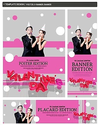 PSD 템플릿 커플 배너템플릿 드레스 여자 남자 가로배너 ZIP 포스터 세로배너 발렌타인데이 사랑 사람 정장 상반신 20대 성인 두명 세트 고깔모자 한국인 현수막 축하 원형 팡파레 도형 모자_잡화 배너 옷 감정 컨셉 관계 데이이벤트 동양인 청년 가로 세로 파일형식