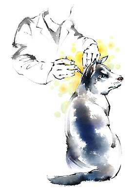 PSD 한마리 남자 일러스트 캘리그라피 붓터치 주사기 한명 사람 상반신 성인 강아지 동물병원 수의사 반려 예방접종 국내일러스트 1 의료기기 병원 반려동물 의사 개 접종 파일형식