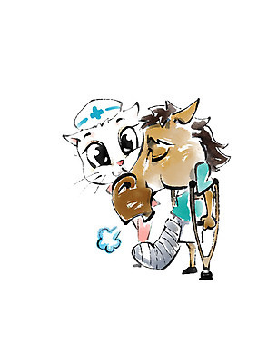 PSD 일러스트 캘리그라피 붓터치 사람없음 고양이 진료 환자 간호사 말 붕대 목발 동물병원 다리골절 반려 국내일러스트 포유류 의학 의료기기 병원 반려동물 의료진 골절 파일형식