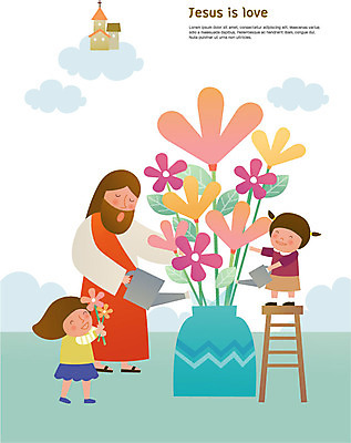전신 구름 여자 꽃 기독교 어린이 일러스트 노래 사다리 함께함 사랑 미소 사람 세명 교회 꽃병 물뿌리개 예수 즐거움 물주기 국내일러스트 AI파일 자연요소 식물 감정 종교 음악 컨셉 종교건축 모션 표정 건물 도구 신_종교 파일형식 벡터