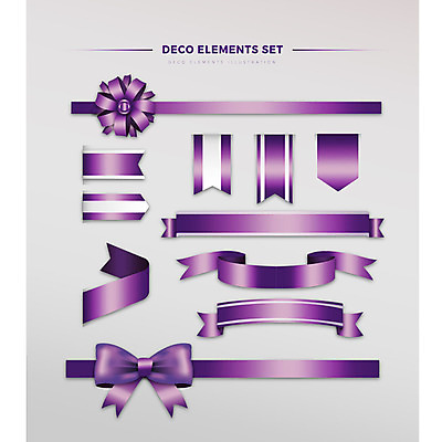 리본 일러스트 프레임 사람없음 장식 세트 보라색 다양 엘리먼트 국내일러스트 AI파일 컬러 다수 파일형식 벡터