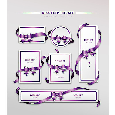 도형 리본 일러스트 프레임 선물 사람없음 장식 세트 사각형 보라색 원형 엘리먼트 국내일러스트 AI파일 컬러 파일형식 벡터
