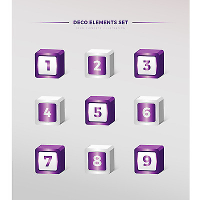 1 2 일러스트 3 사람없음 세트 숫자 사각형 보라색 9 4 8 6 5 7 엘리먼트 입체도형 국내일러스트 AI파일 도형 문자 컬러 입체 파일형식 벡터