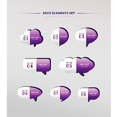 말풍선 일러스트 사람없음 장식 세트 사각형 보라색 원형 입체 구름모양 엘리먼트 국내일러스트 AI파일 모양 도형 컬러 파일형식 벡터 구름_자연