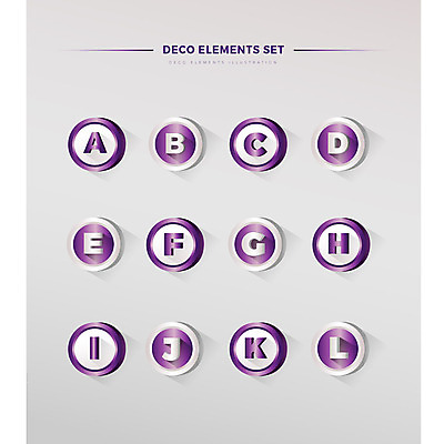 알파벳 영어 일러스트 사람없음 장식 세트 보라색 원형 입체 엘리먼트 국내일러스트 AI파일 도형 문자 컬러 파일형식 벡터