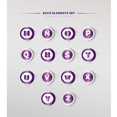 알파벳 영어 일러스트 사람없음 장식 세트 보라색 원형 입체 엘리먼트 국내일러스트 AI파일 도형 문자 컬러 파일형식 벡터