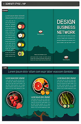 나무 템플릿 표지디자인 표지 ZIP 내지 리플렛 오렌지 과일 3단접지 딸기 오이 팜플렛 사람없음 배 자몽 사과반쪽 인디자인 INDD 이미지템플릿 식물 채소 파일형식