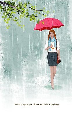 전신 PSD 여자 행복 여유 일러스트 우산 한명 미소 사람 성인 나뭇가지 비 퇴근길 소확행 국내일러스트 자연요소 나무 1 감정 날씨 표정 퇴근 신조어 파일형식